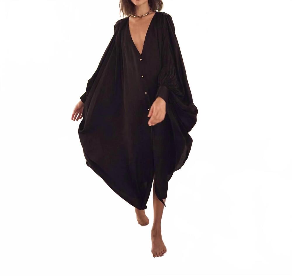NEW CAROLINA K women's cara shirt kaftan dress in black